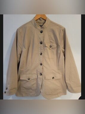 Lauren Ralph Lauren Beige Utility Button-Up Jacket